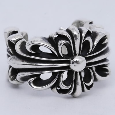 Chrome Hearts Double Floral Cross Ring "Silver"