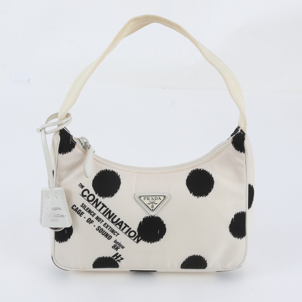 ■美品 プラダ リナイロントライアングルロゴ ドット 柄ショルダーバッグ