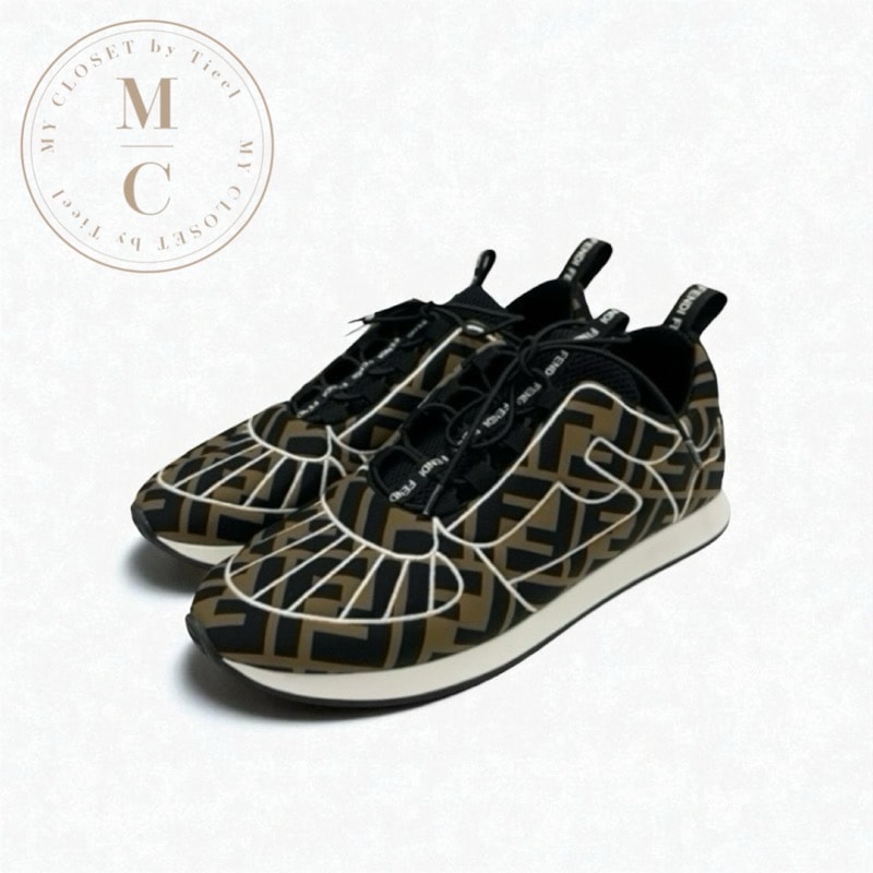 フェンディ FENDI スニーカー 靴 シューズ ファブリック ブラック ブラウン ホワイト ズッカ ロゴ