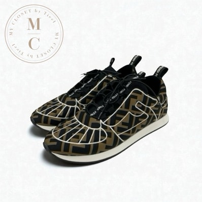 フェンディ FENDI スニーカー 靴 シューズ ファブリック ブラック ブラウン ホワイト ズッカ ロゴ