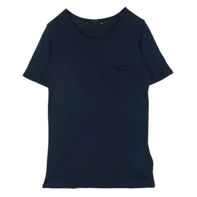 GUCCI グッチ 半袖Tシャツ 355551 X2121 国内正規品 シルク100% 半袖 ニット ポケット Tシャツ ネイビー系 S【中古】