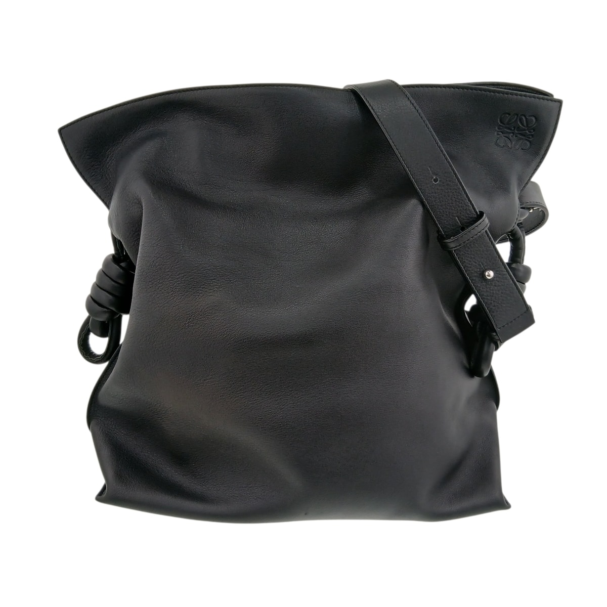 LOEWE ロエベ フラメンコノット ショルダーバッグ ショルダーバッグ カーフ ブラック  メンズ【中古】