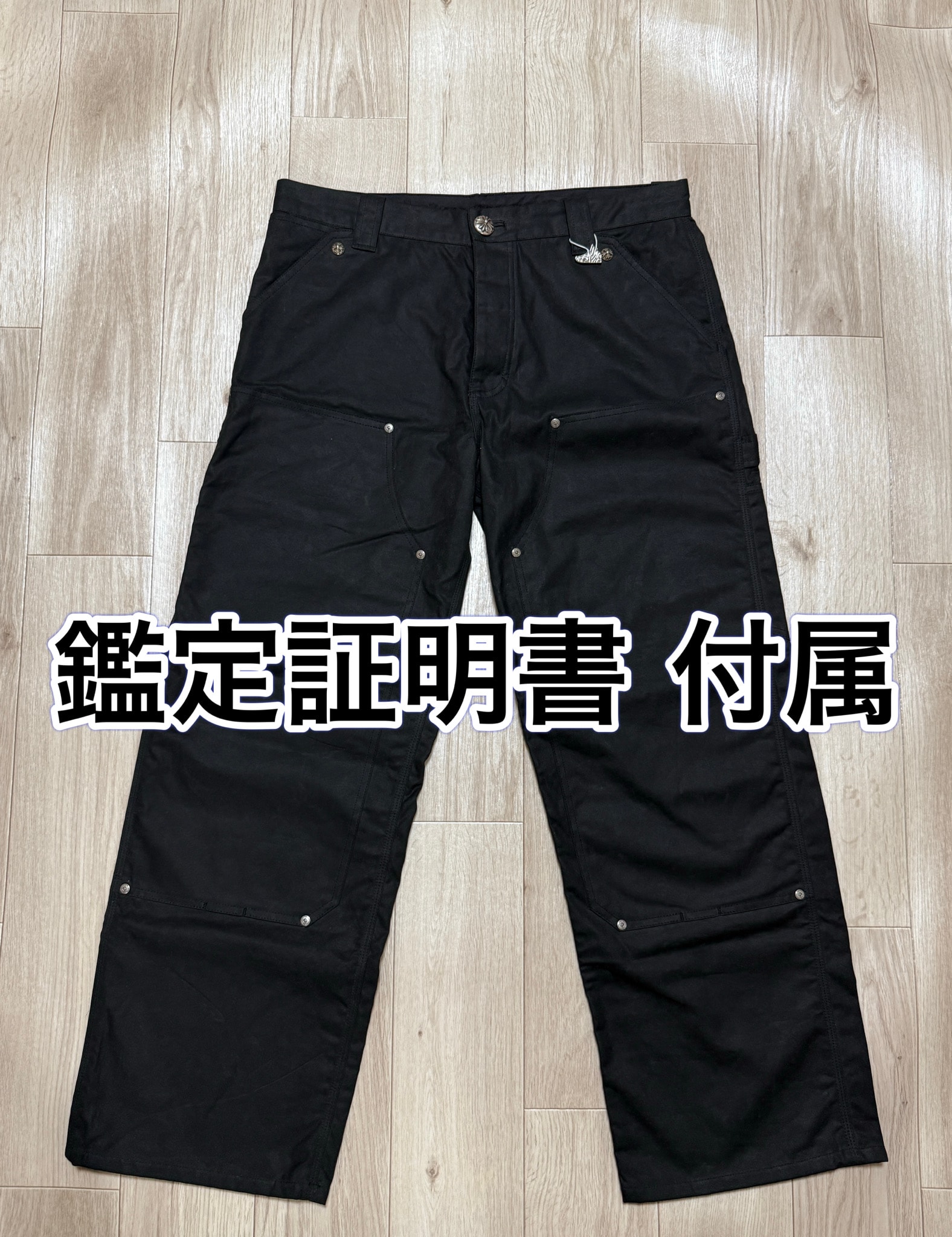 CHROME HEARTS CARPENTER DOUBLE KNEE WAX COTTON BLACK クロムハーツ カーペンター ダブルニーパンツ WAXコーティング仕様 ワックスコットン ダブルニー