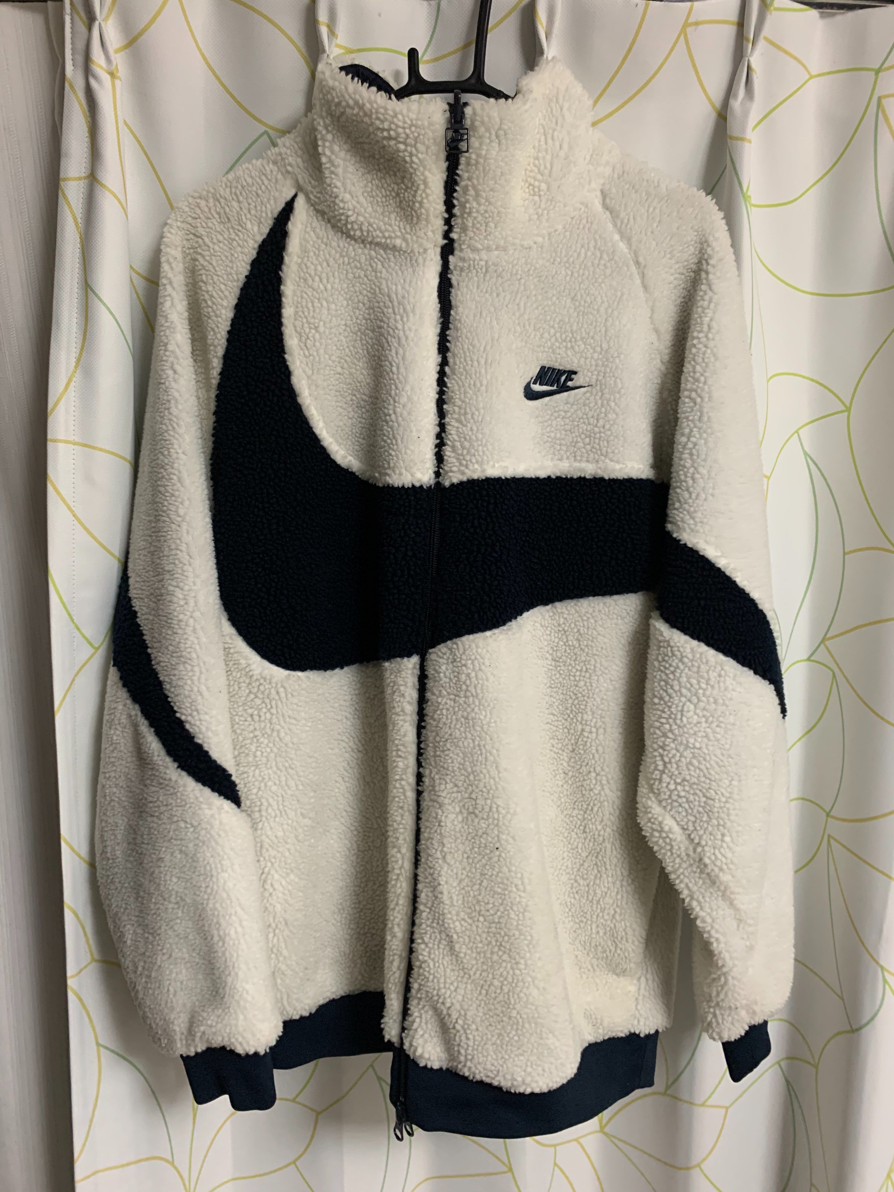 Nike Big Swoosh Reversible Boa Jacket "Sail/Dark Obsidian"