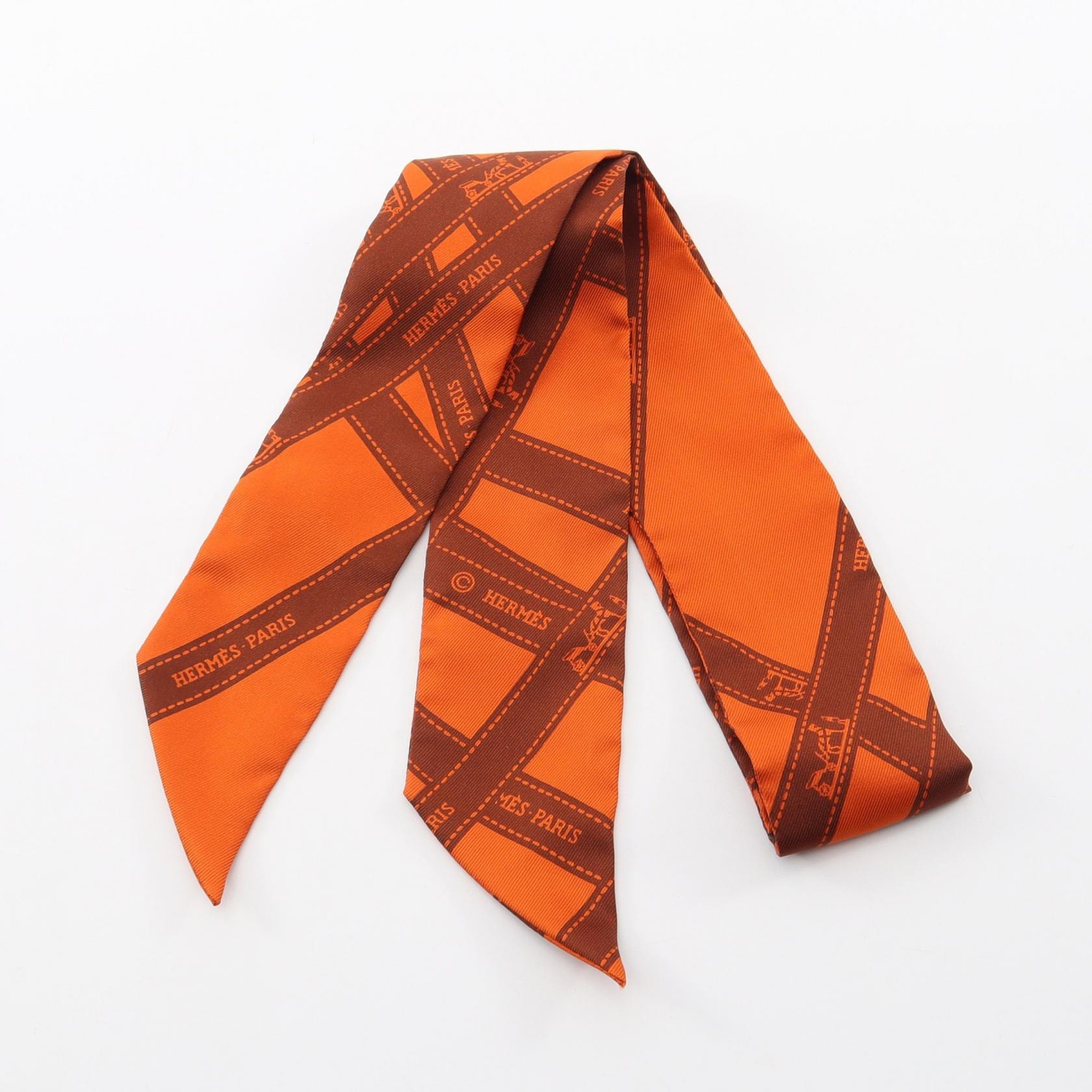 エルメス HERMES ツイリー BOLDUC スカーフ 衣料品 シルク シルク レディース ブラウン系 【中古】
