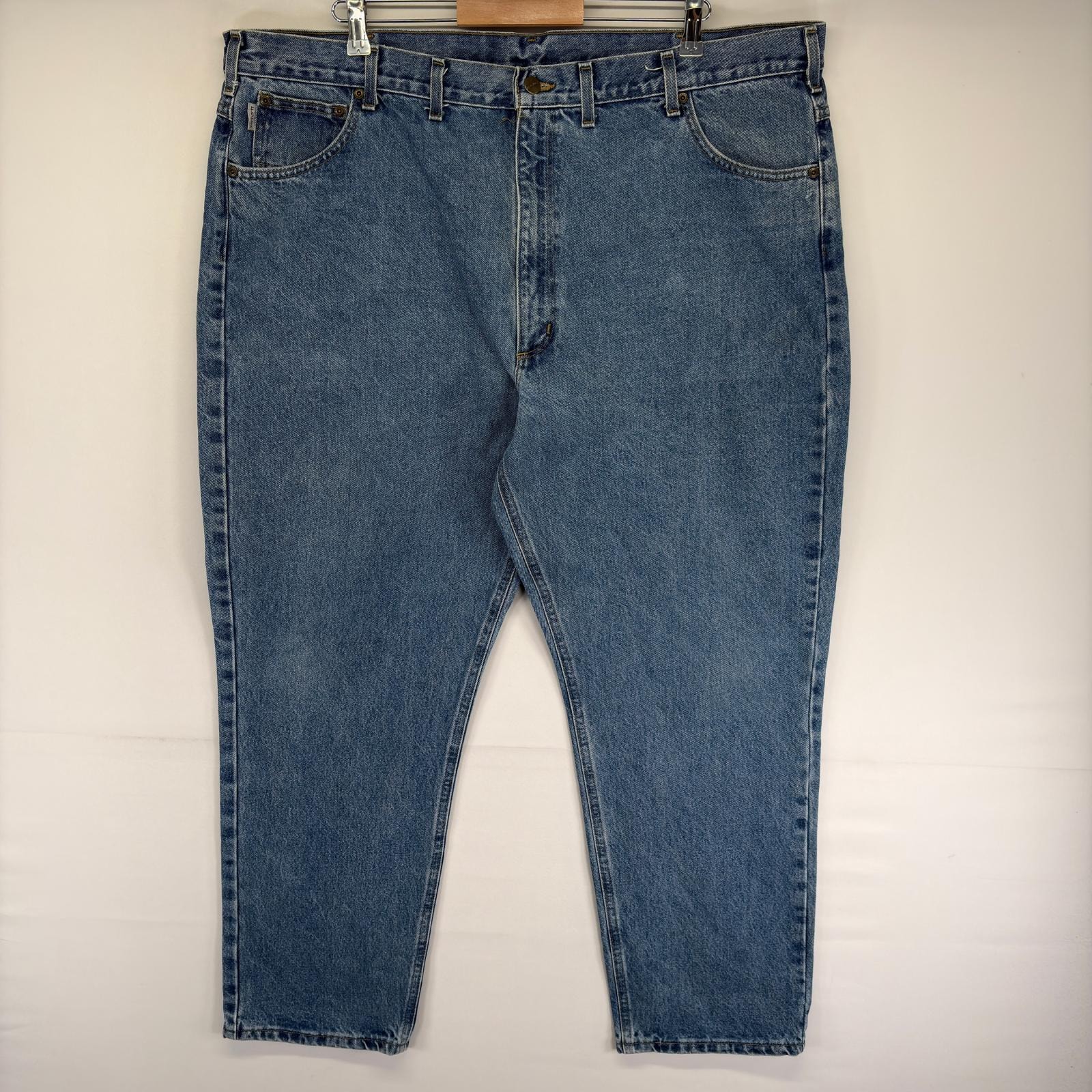 古着 カーハート Carhartt デニム パンツ ワンポイントロゴ 大きいサイズ ジーンズ ジーパン 5ポケット W46 L32 ブルー系 メンズ