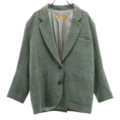 Christian Dior SPORTS クリスチャンディオールスポーツ 90s オールド 総柄 ツイード テーラードジャケット M グリーン系