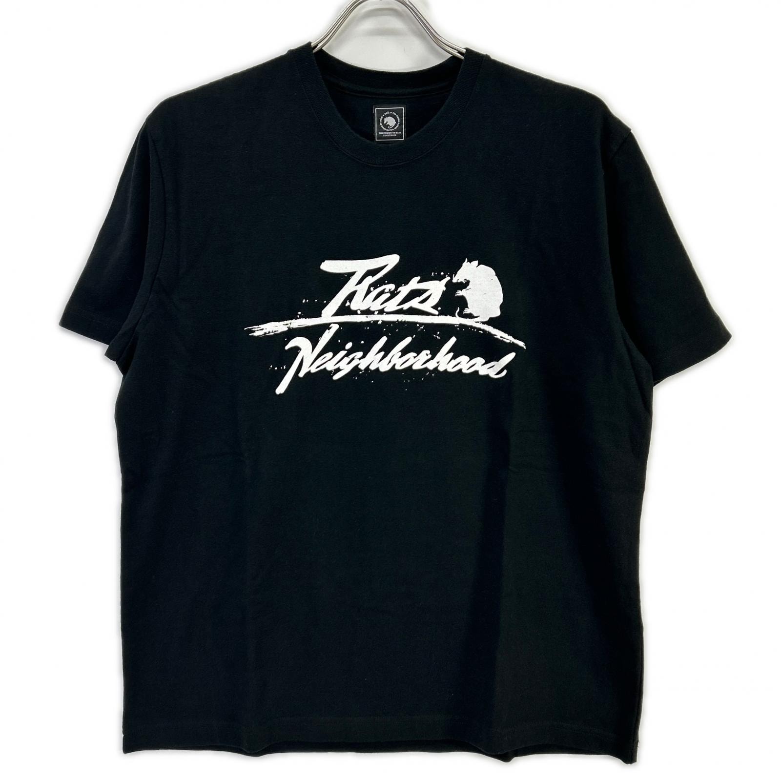 ラッツ ×NEIGHBORHOOD 20周年記念 25SPT-0105 ブラック×ホワイト コットン フロントプリント ショートスリーブカットソー S