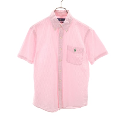 RALPH LAUREN ラルフローレン 半袖 シアサッカー ボタンダウンシャツ S ピンク