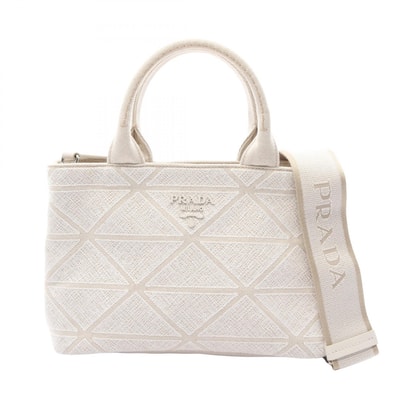 プラダ PRADA CANAPA カナパ 2WAY トートバッグ バッグ キャンバス レディース ベージュ系 / ホワイト系 1BG439 【中古】