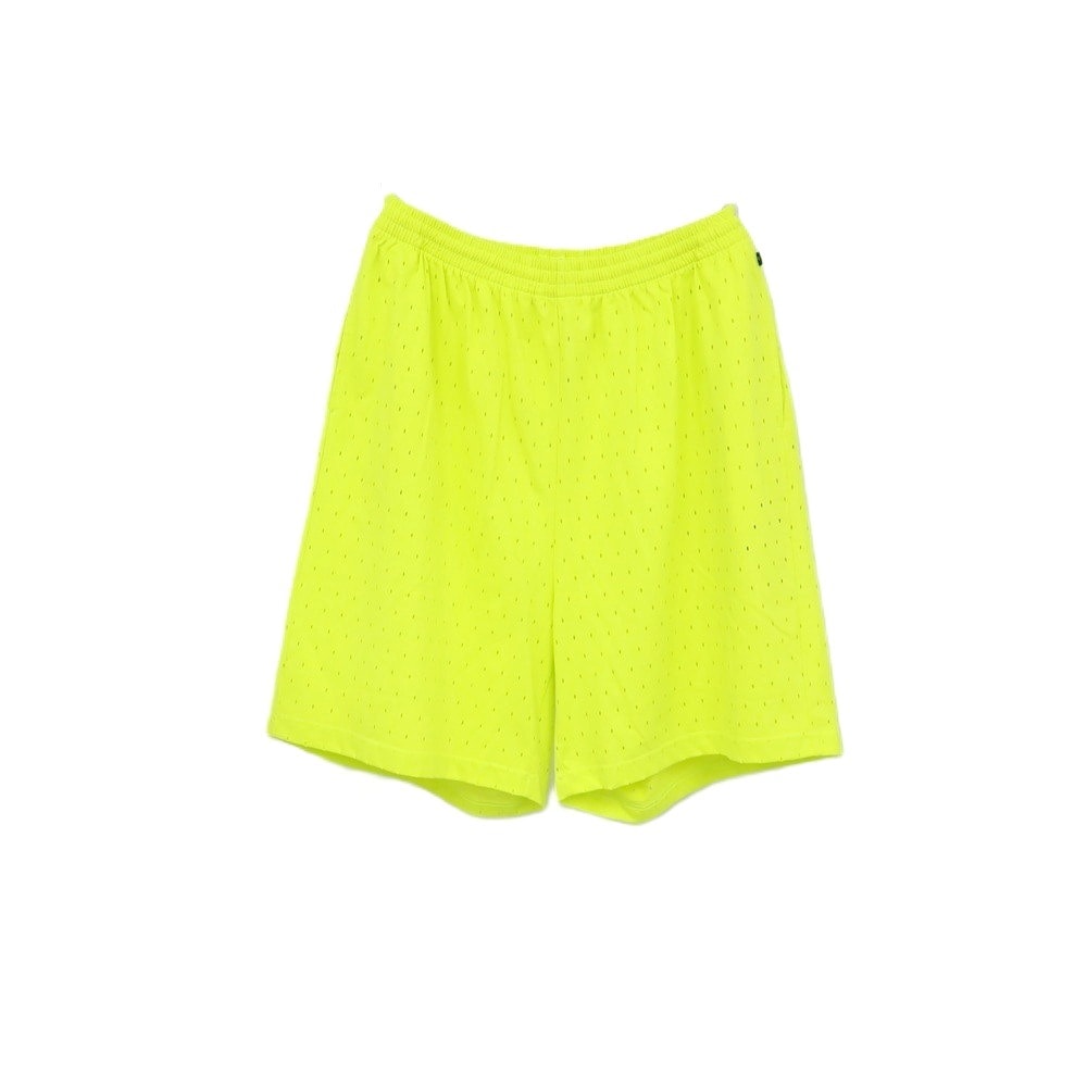 【中古】バレンシアガ BALENCIAGA WARDROBE コットンポリエステル パンチングメッシュ ショートパンツ ネオンイエロー【サイズS】【メンズ】