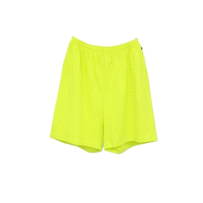 【中古】バレンシアガ BALENCIAGA WARDROBE コットンポリエステル パンチングメッシュ ショートパンツ ネオンイエロー【サイズS】【メンズ】