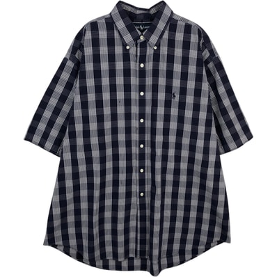 古着 ラルフローレン Ralph Lauren BLAKE チェック柄 半袖 ボタンダウン チェックシャツ モーリシャス製 メンズXL相当/eaa477577