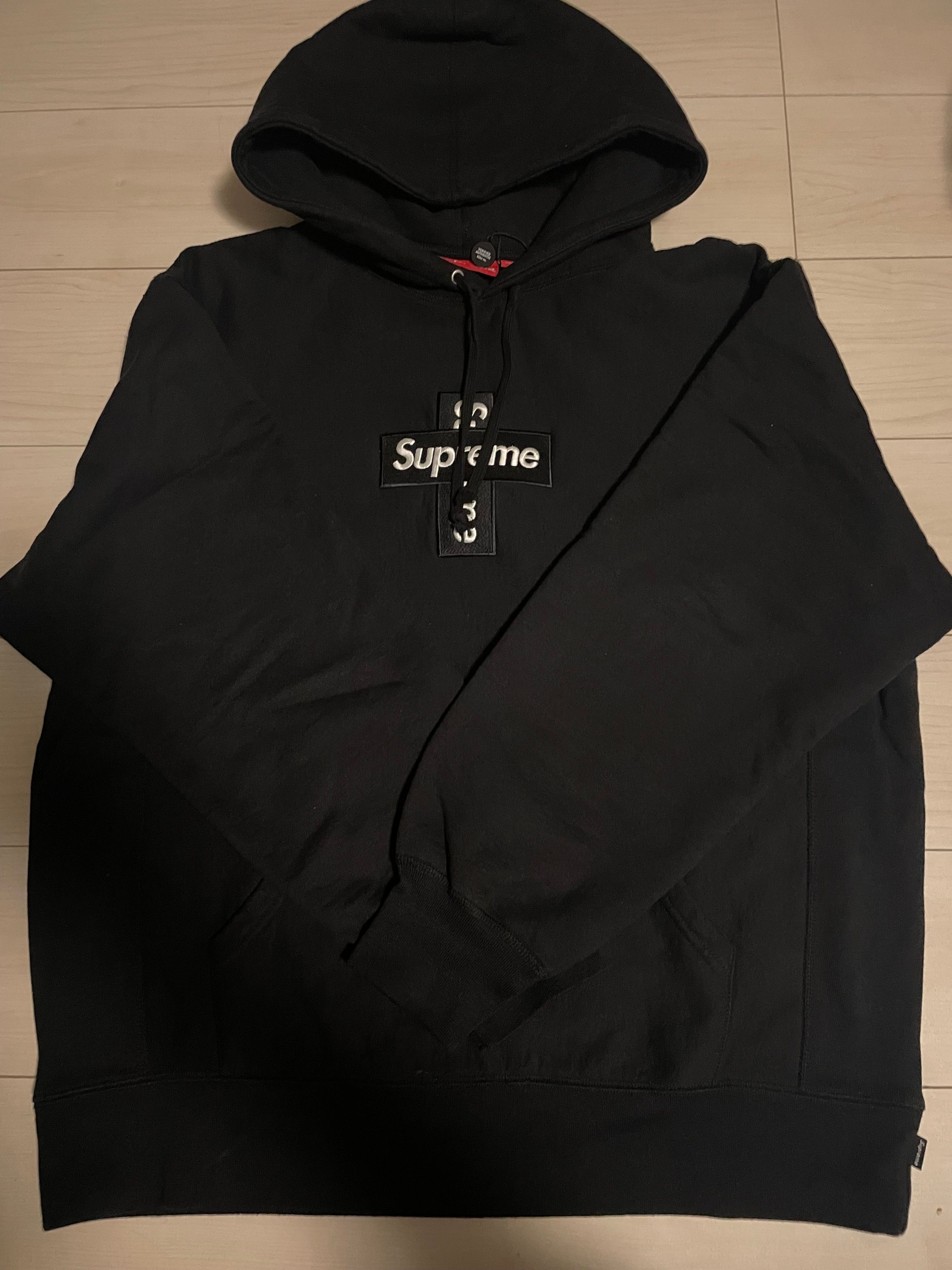 Supreme Cross Box Logo Hooded Sweatshirt "Black"