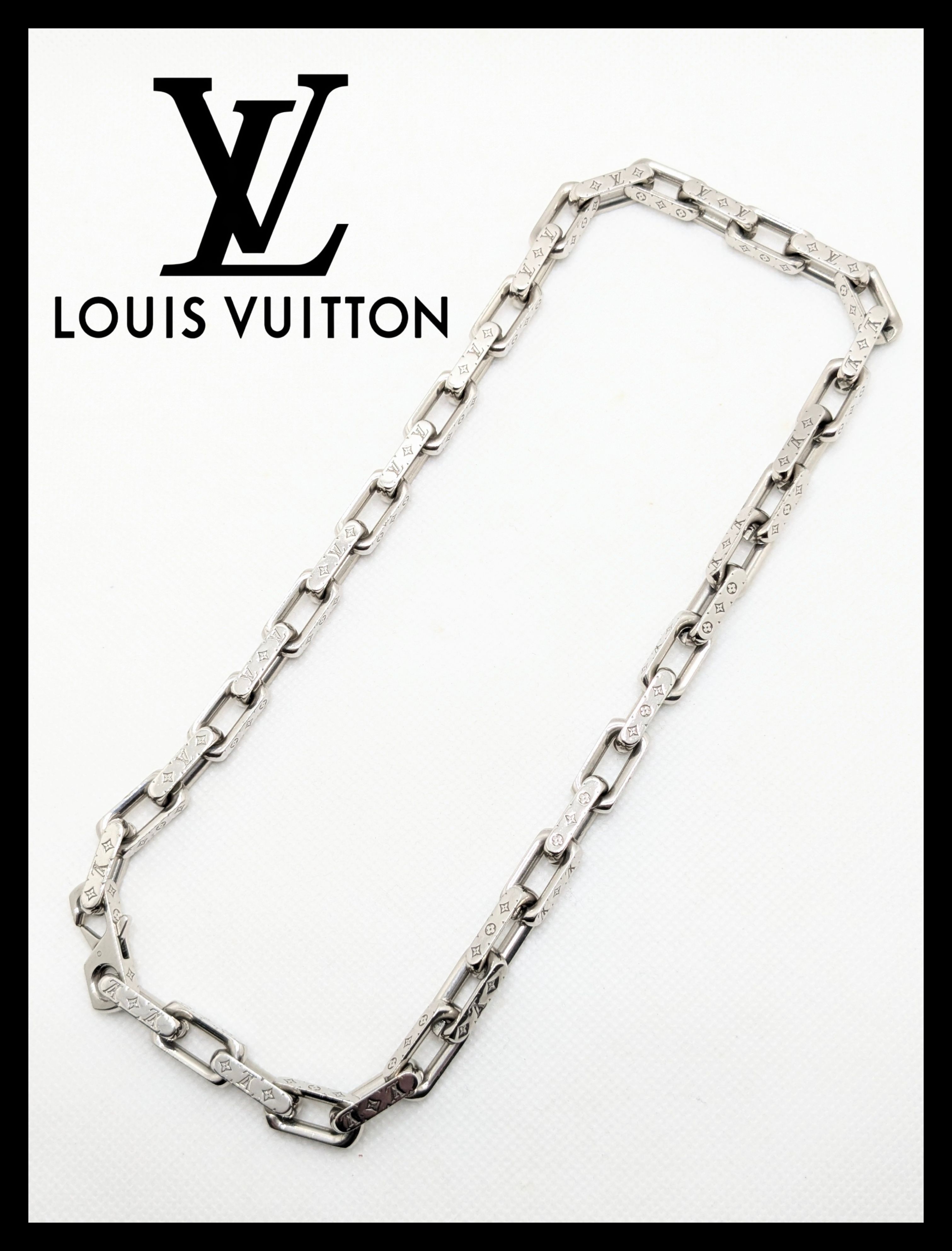 Louis Vuitton Monogram Chain Necklace "Silver"