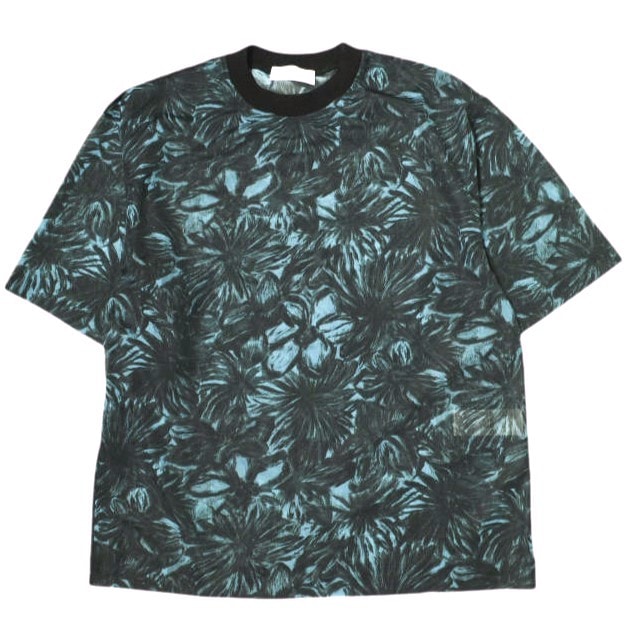 TOGA VIRILIS トーガビリリース 23SS 日本製 SHEER JERSEY PRINT T-SHIRT シアージャージープリントTシャツ TV31-JK323 44 ブルー 半袖 花柄 ボタニカル柄 トップス g22664