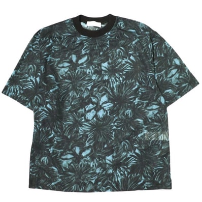 TOGA VIRILIS トーガビリリース 23SS 日本製 SHEER JERSEY PRINT T-SHIRT シアージャージープリントTシャツ TV31-JK323 44 ブルー 半袖 花柄 ボタニカル柄 トップス g22664
