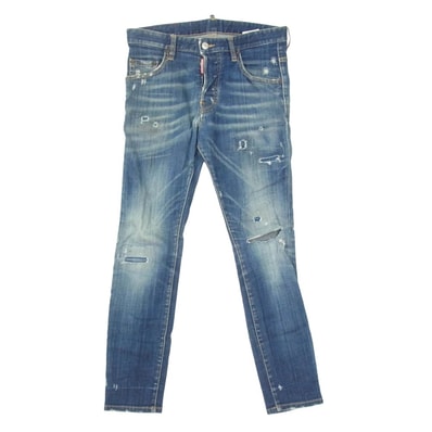 DSQUARED2 ディースクエアード 17AW S71LB0343 S30342 SKATER JEAN ダメージ加工 スキニー ストレッチ デニム パンツ インディゴブルー系 44【中古】