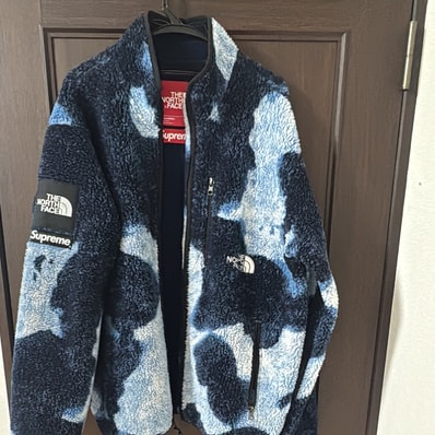 Supreme x The North Face Bleached Denim Print Fleece Jacket "Indigo"