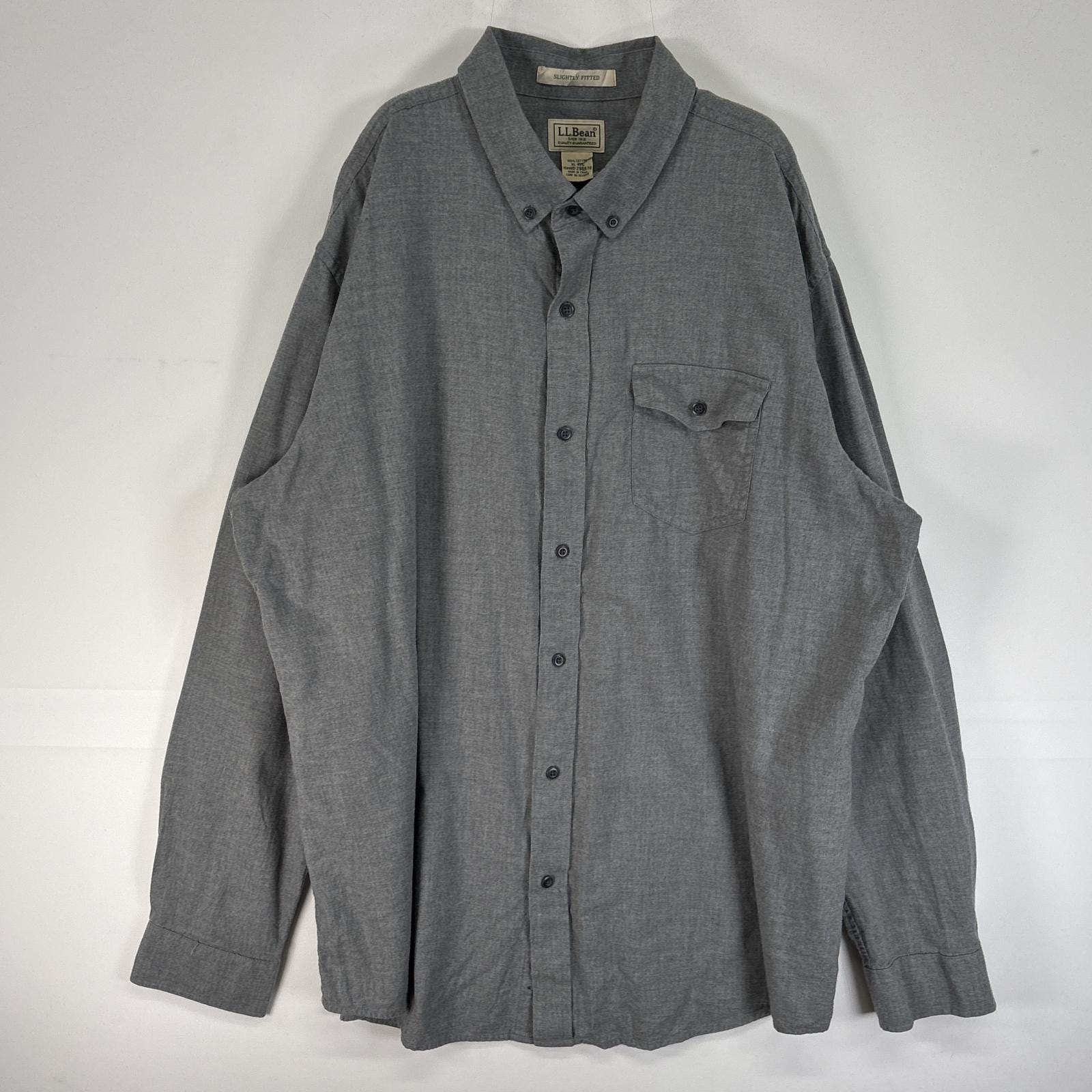 古着 エルエルビーン L.L.Bean 長袖シャツ フランネル ボタンダウン フラップポケ 大きいサイズ XL-REG  グレー 無地 メンズ