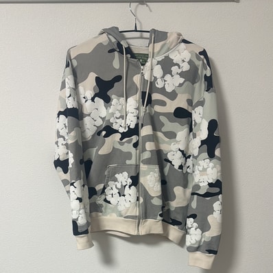 DENIM TEARS White Camo Cotton Wreath Zip Hoodie "Snow Camo"
