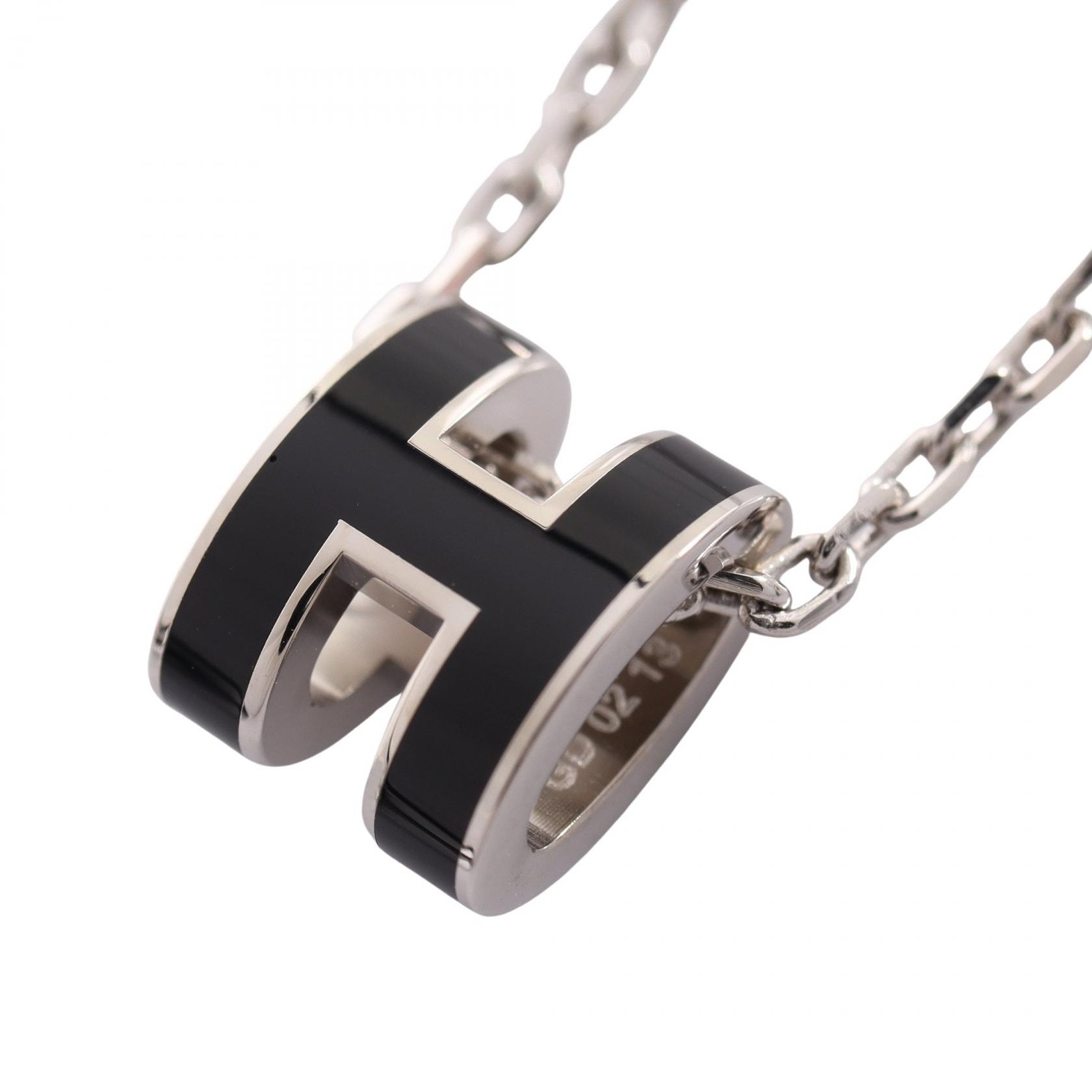 エルメス HERMES MINI POP H ミニポップアッシュ ネックレス ジュエリー メタル レディース ブラック系 / シルバー系 【中古】
