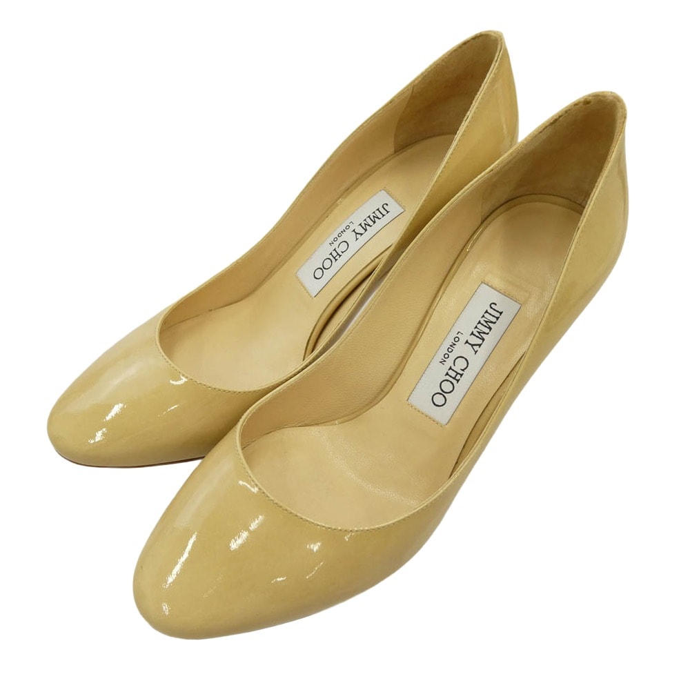 JIMMY CHOO ジミーチュウ エナメル ハイヒール パンプス ベージュ系 36【中古】