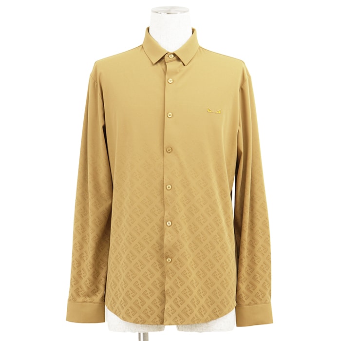 【SALE】FENDI フェンディ 長袖シャツ サイズ XL メンズ FFモノグラム グラデーション コットン100% トップス ベージュ イタリア製