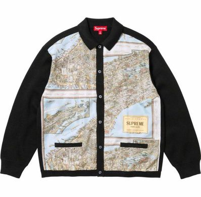 Supreme Silk Map Cardigan "Black"