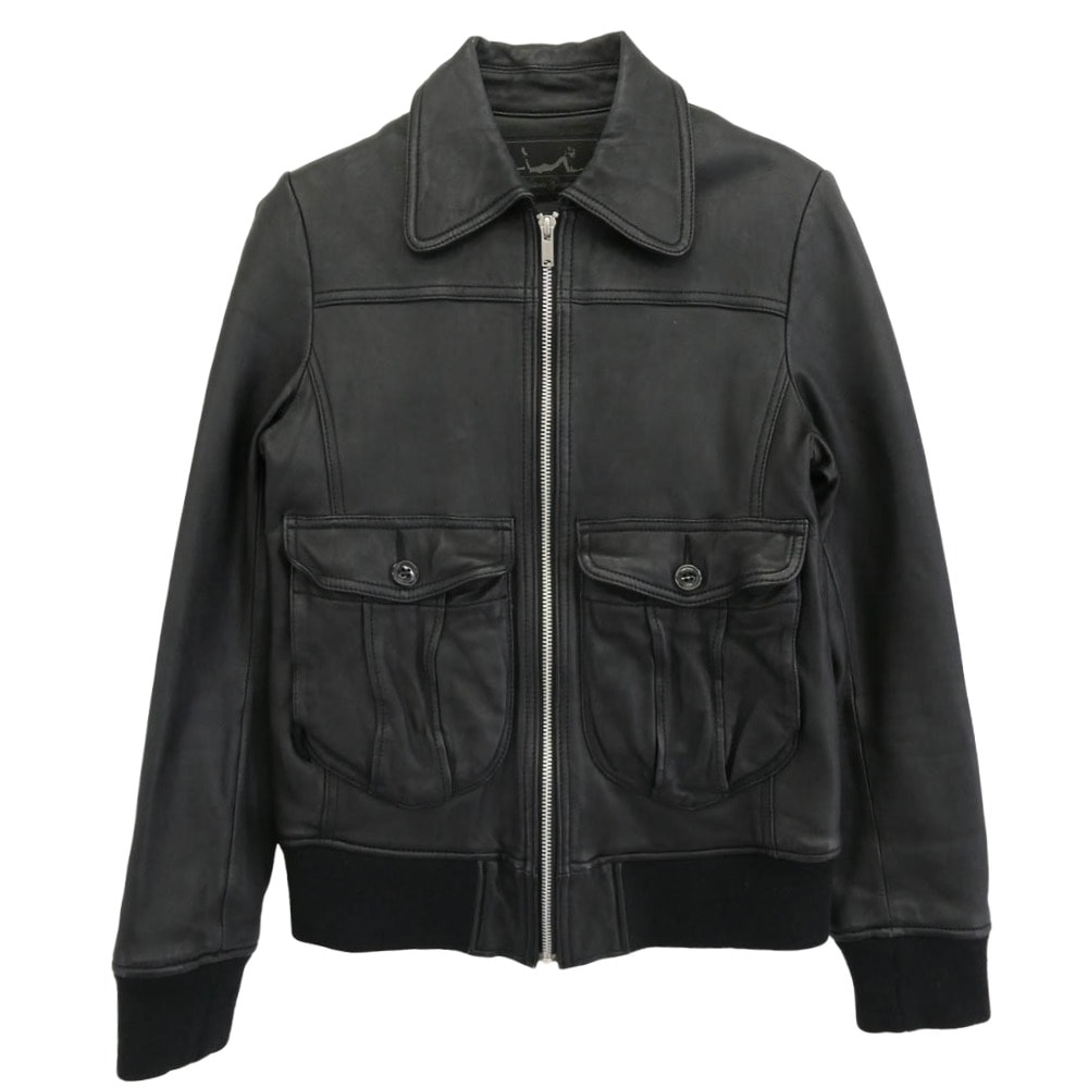 HYSTERIC GLAMOUR ヒステリックグラマー レザージャケット 0193LB01 ラムレザー ブルゾン シングルライダース フルジップ ジャケット ブラック系 free【中古】