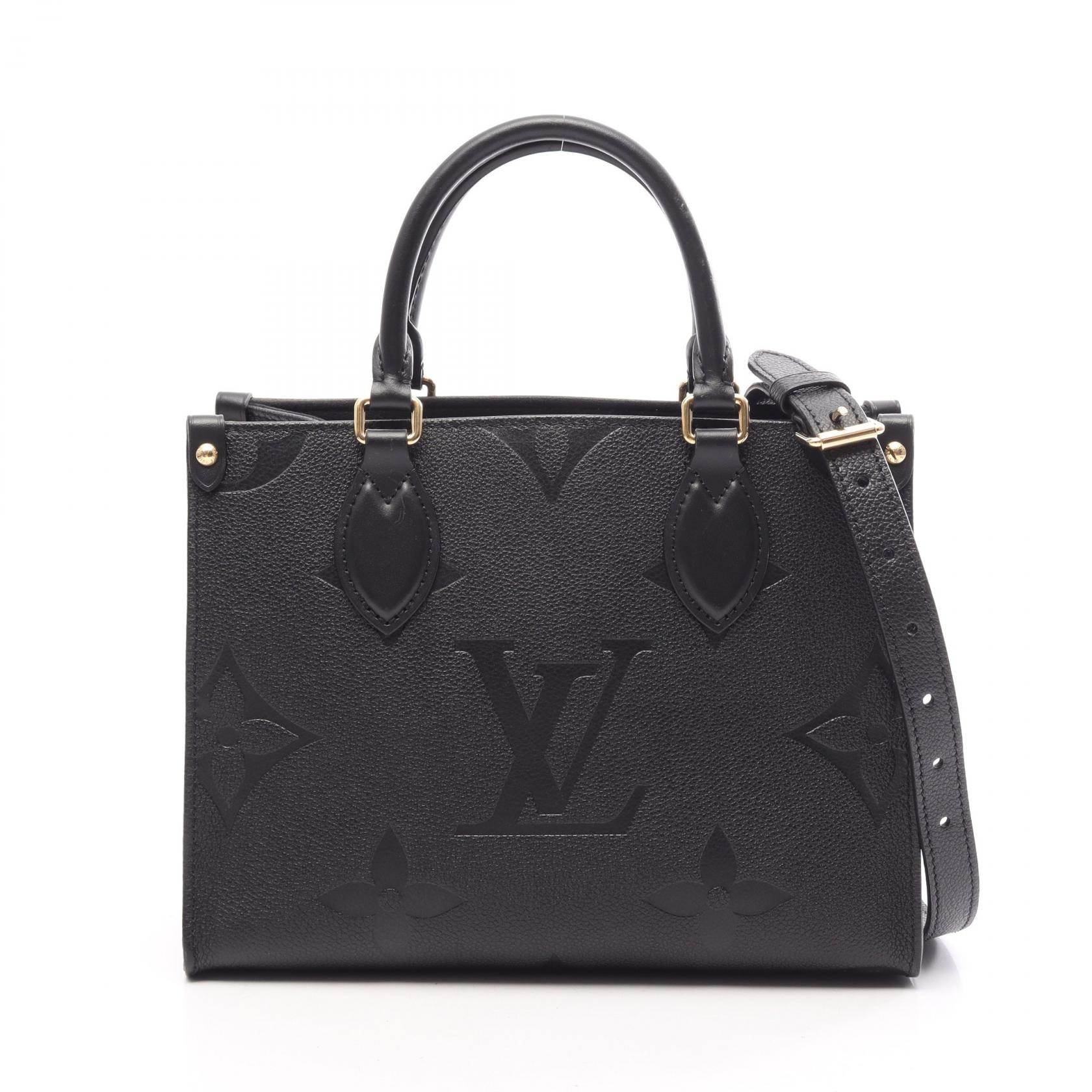 ルイ・ヴィトン LOUIS VUITTON オンザゴーPM 2WAY ハンドバッグ バッグ レザー モノグラム・アンプラント ノワール レディース ブラック系 M45653 【中古】