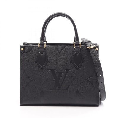 ルイ・ヴィトン LOUIS VUITTON オンザゴーPM 2WAY ハンドバッグ バッグ レザー モノグラム・アンプラント ノワール レディース ブラック系 M45653 【中古】
