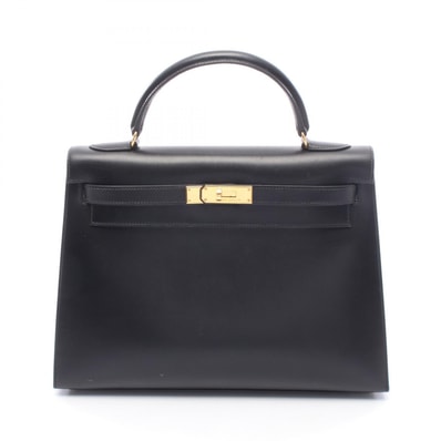 エルメス HERMES ケリー32 外縫い 2WAY ハンドバッグ バッグ カーフ(牛革) ボックスカーフ ブラック(エルメス) ○A刻印(1971年製造) レディース ブラック系 【中古】