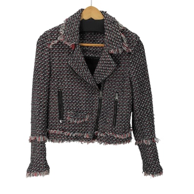 trf_outerwear ツイード ショート ダブルライダース型 ジャケット【1142037036467】