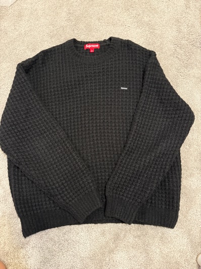 Supreme Small Box Waffle Sweater "Black"