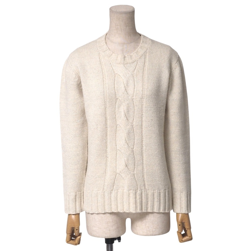 BURBERRY バーバリー セーター サイズ2 ラメニット ケーブル編み クルーネック【おすすめ】 ブランド古着【中古】20250603/RA4981