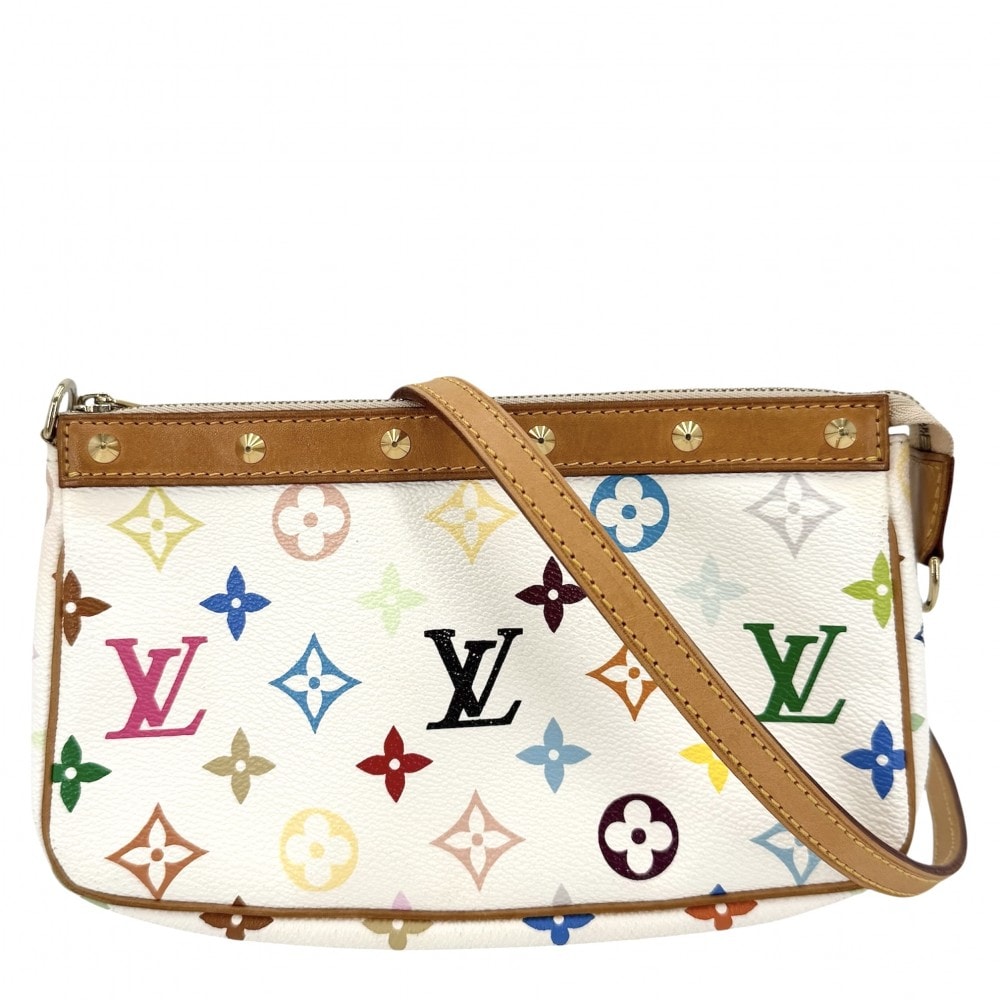 LOUIS VUITTON ルイヴィトン ショルダーバッグ ポシェットアクセソワール 肩掛け 斜め掛け M92649 モノグラムマルチカラー    ホワイト 白 マルチカラー レディース【中古品】