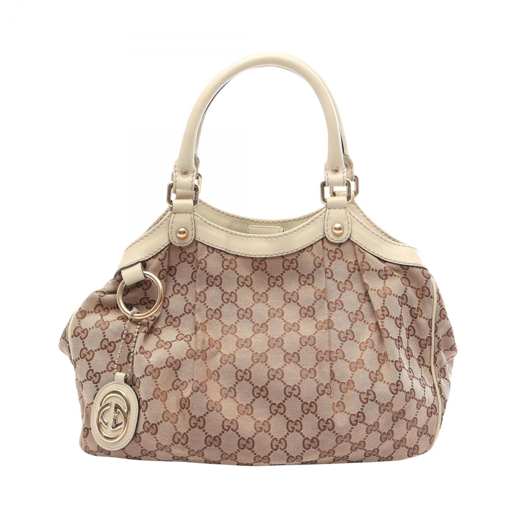 グッチ GUCCI スーキー GGキャンバス ハンドバッグ バッグ キャンバス レザー レディース ベージュ系 / アイボリー系 211944 【中古】