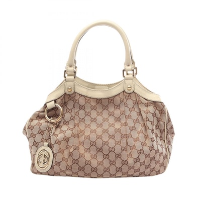 グッチ GUCCI スーキー GGキャンバス ハンドバッグ バッグ キャンバス レザー レディース ベージュ系 / アイボリー系 211944 【中古】