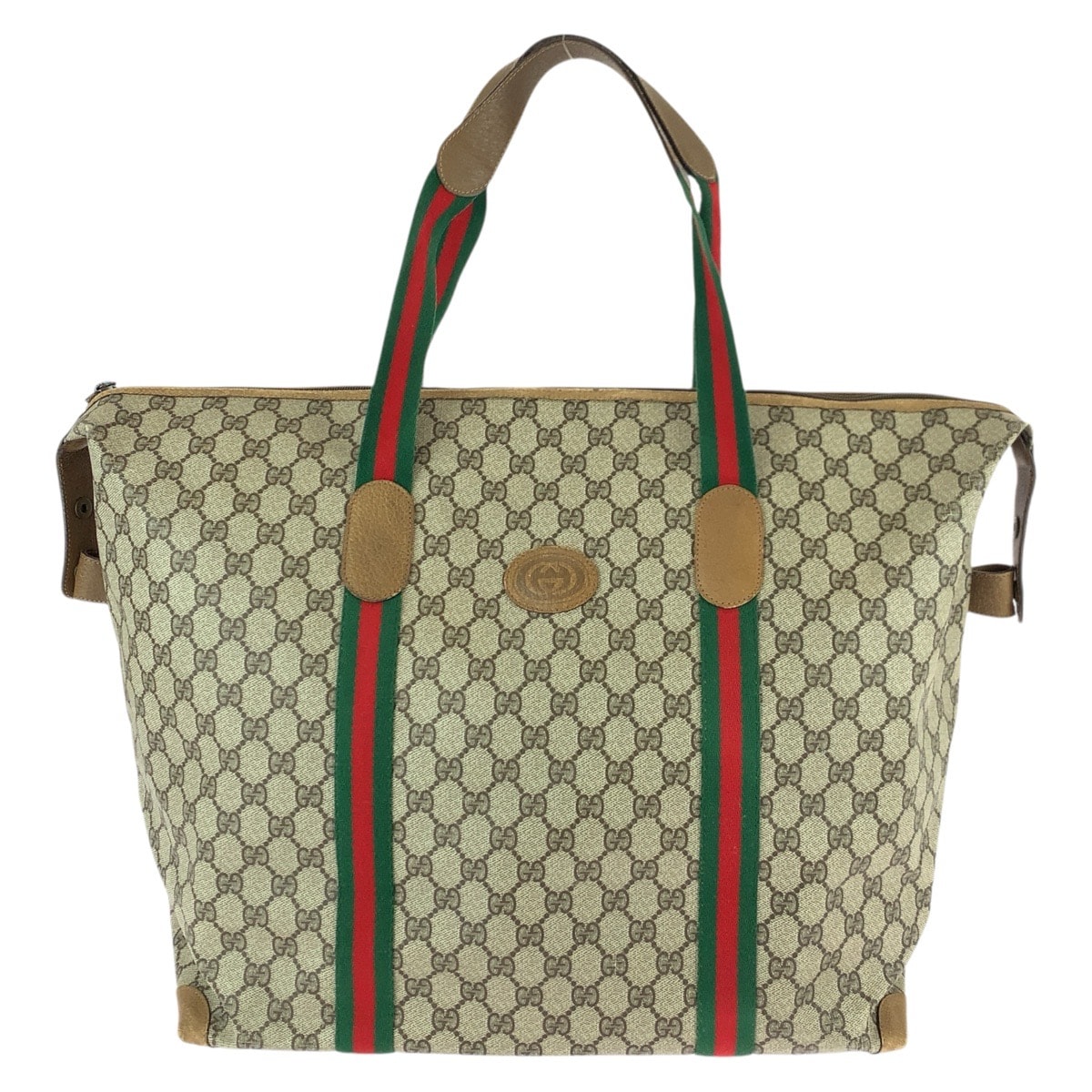美品 GUCCI グッチ ヴィンテージ シェリーライン オールドグッチ ベージュ ブラウン GGスプリームキャンバス レザー/ ボストンバッグ トラベルバッグ ショルダーバッグ 600224 【中古】