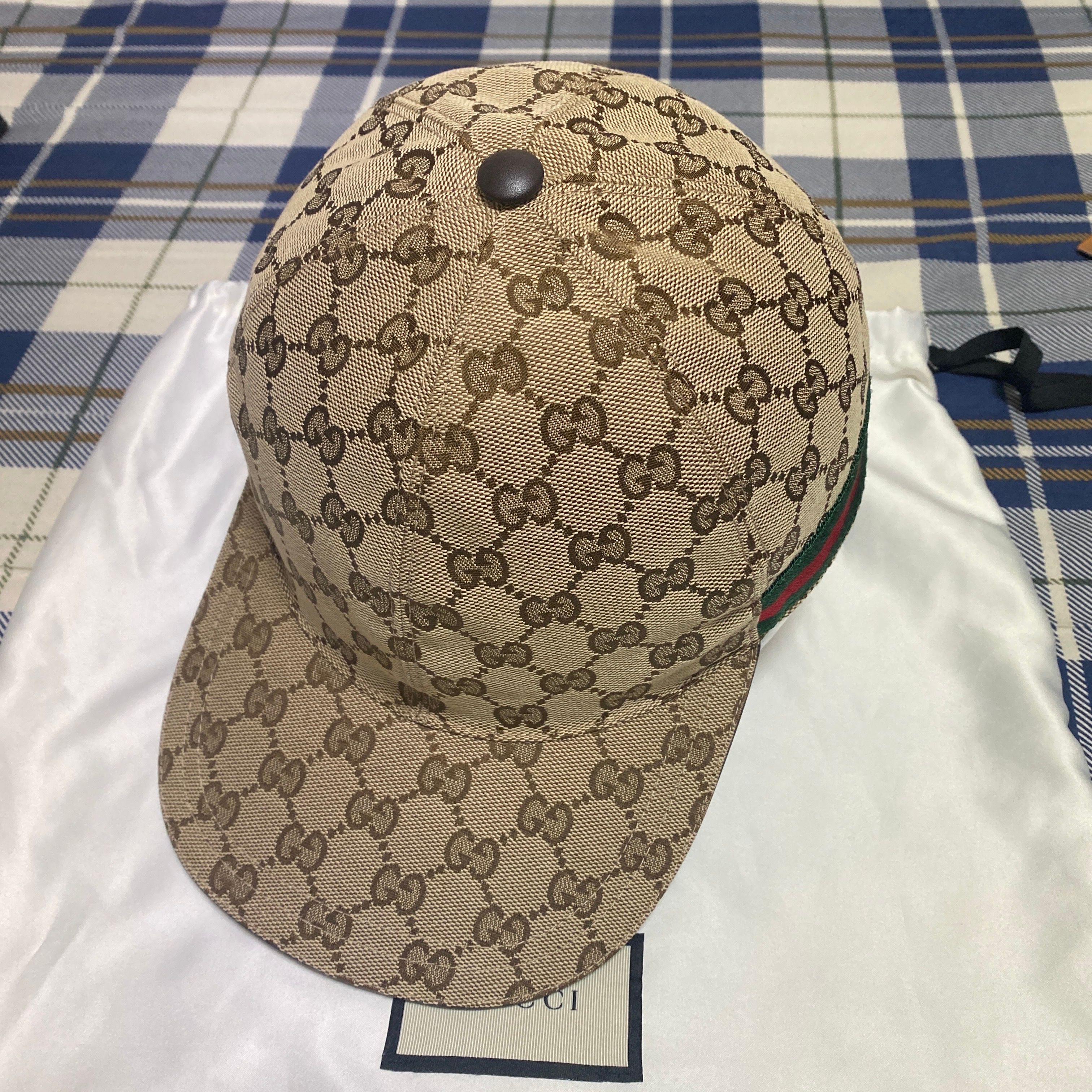 GUCCI Original GG Canvas Baseball Hat With Web "Beige/Ebony"