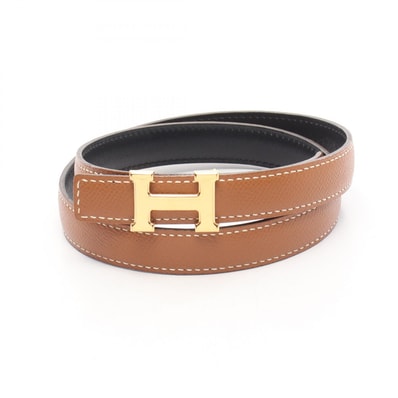 エルメス HERMES ミニコンスタンス Hベルト ノワール ゴールド リバーシブル ベルト 衣料品 カーフ(牛革) トゴ ボックスカーフ □C刻印(1999年製造) レディース ブラウン系 / ブラック系 【中古】