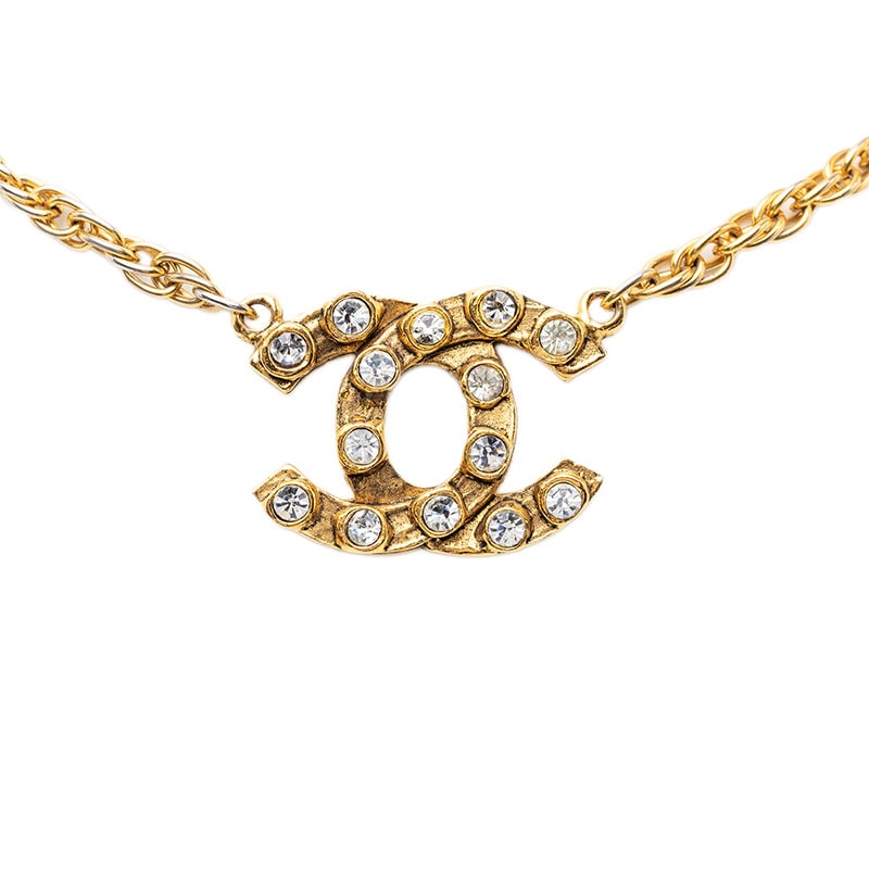 シャネル ココマーク チェーン ネックレス ゴールド メッキ ラインストーン レディース CHANEL 【中古】