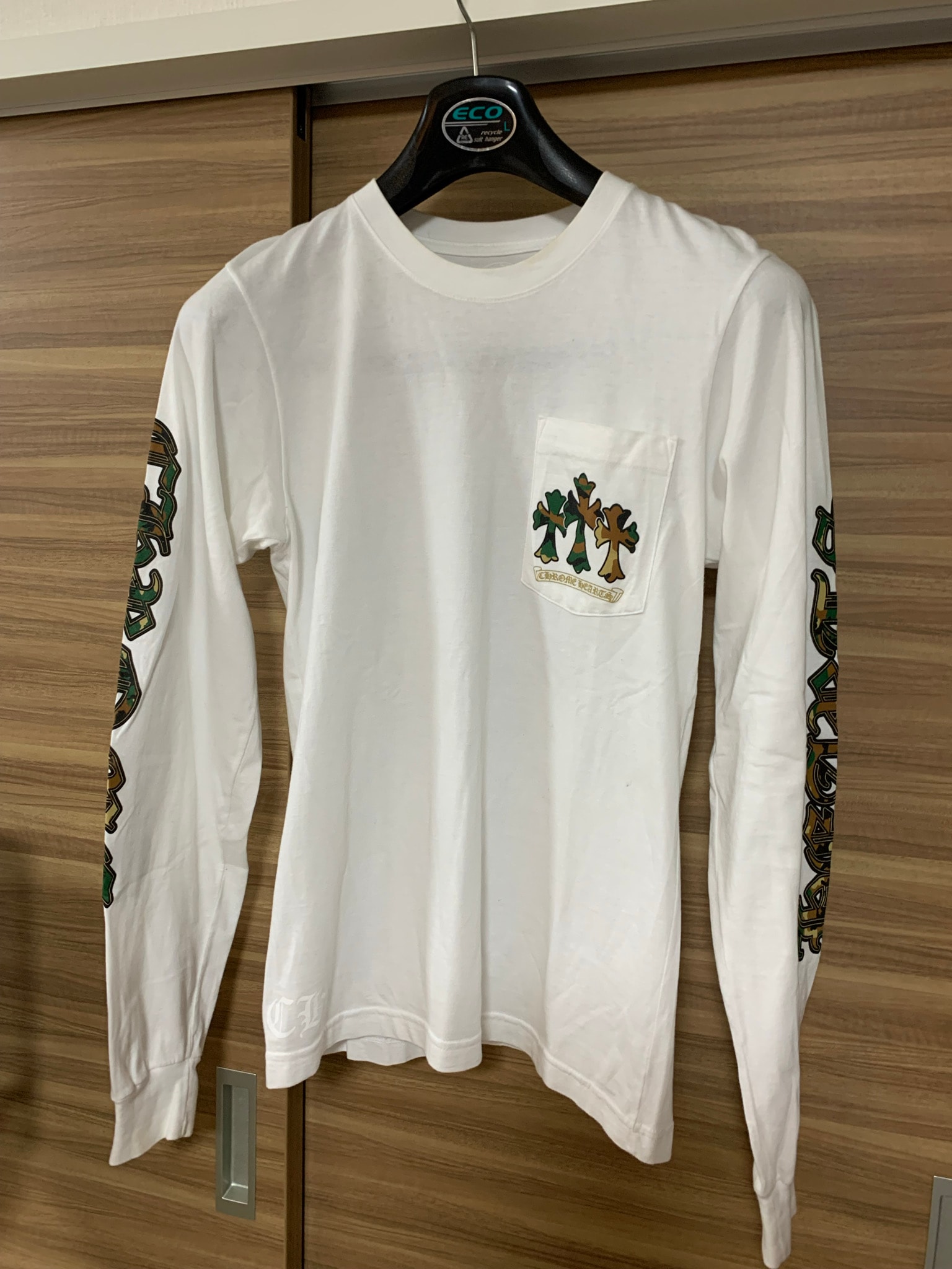 Chrome Hearts Horse Shoe 3 CEM CRS Pocket L/S T-Shirt Camouflage "White/Gold"