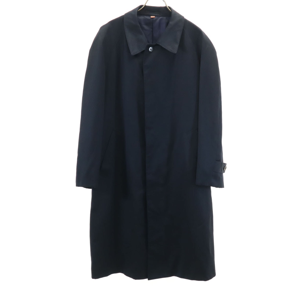 YVES SAINT LAURENT イヴサンローラン 90s 日本製 シルクブレンド オールド ステンカラーコート A4 ネイビー