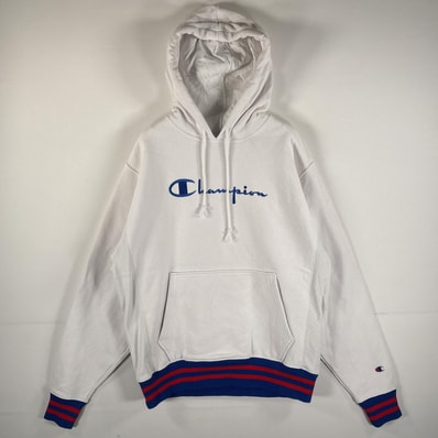 古着 チャンピオン Champion パーカー リバースウィーブ ビッグロゴ 復刻 マフポケット MEDIUM(JPN XL) ホワイト メンズ