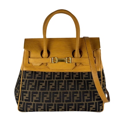 フェンディ FENDI ハンドバッグ ショルダーバッグ ズッカ ナイロンキャンバス/レザー ブラウン ユニセックス【中古】 z10409