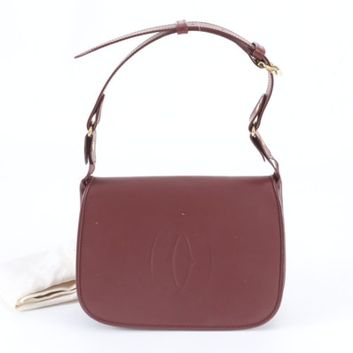 ■美品 カルティエ マストライン ボルドーショルダーバッグ レザー