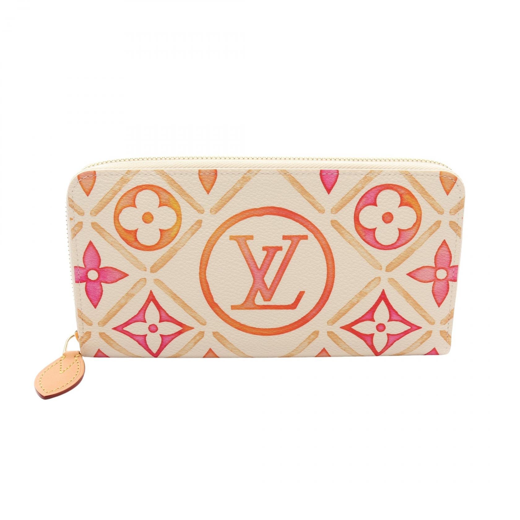 ルイ・ヴィトン LOUIS VUITTON ジッピーウォレット バイザプール コーラル ラウンド長財布 財布 レザー PVCコーティングキャンバス モノグラム・タイル レディース アイボリー系 / マルチカラー / コーラル M11455