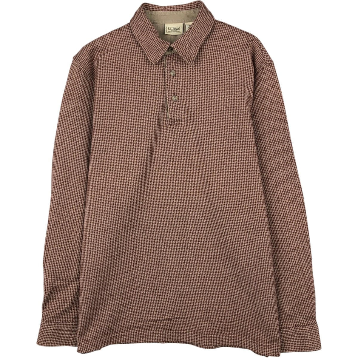 古着 エルエルビーン L.L.Bean 千鳥格子柄 長袖 チェック ポロシャツ メンズM相当/eaa648082